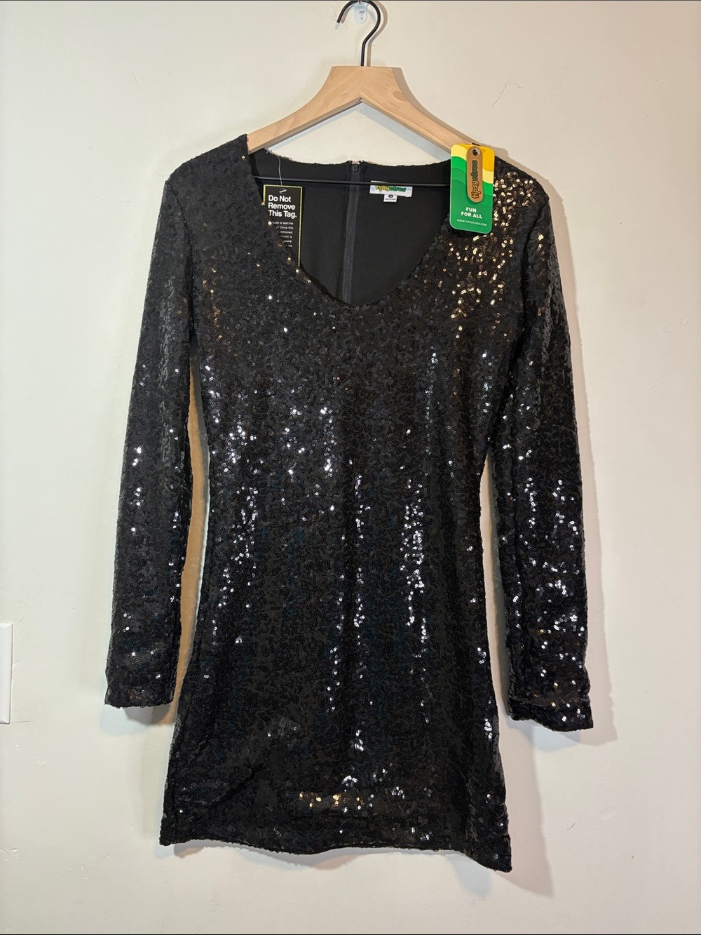 NWT Tipsy Elves Black All Over Sequin Mini Dress Party Sparkle Black Tie Holiday